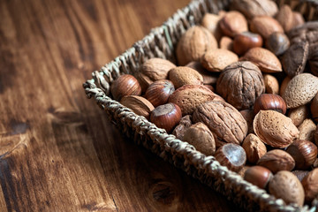 Wooden basket with natural snake