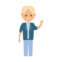 happy boy cartoon icon over white background. colorful design. vector illustration