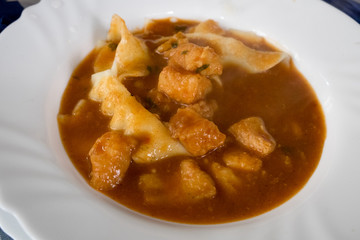 Traditional serbian soup - hot fish paprikas