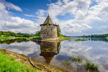 Fototapeta premium The ancient Kremlin in the city of Pskov in Russia