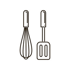 Isolated black skimmer and whisk simple icons