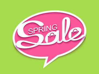 Sale banner with calligraphic inscription in comic speech bubble