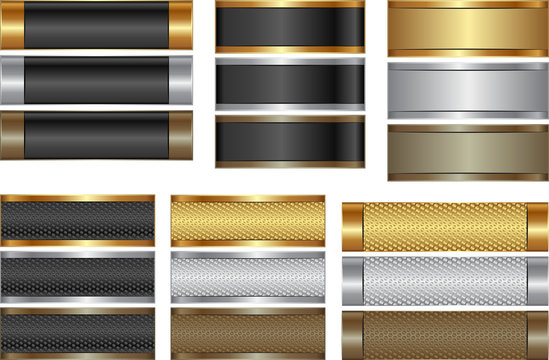 set of isolated banners golden, silver and brown