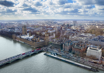 Fototapeta na wymiar aerial view of Big Ben and London city, United Kingdom