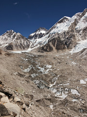View to the glacier of Khumbu and peak Khumbutse - Nepal