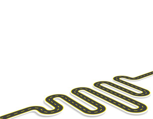 Naklejka premium A winding road marked. View in perspective with shadow. illustration