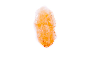 Macro mineral of Citrine stone on white background