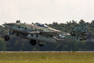 Classic jet aircraft taking off