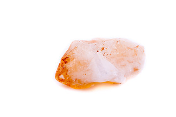 Macro mineral of Citrine stone on white background
