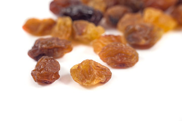 Dried grape raisins background, close up