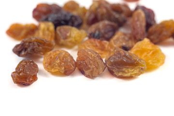 Dried grape raisins background, close up