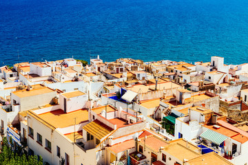 Aerial Panoramic View Of Peniscola City In Spain