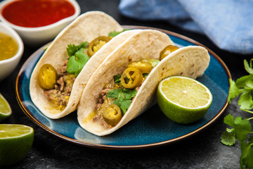 Mexican tacos with beef