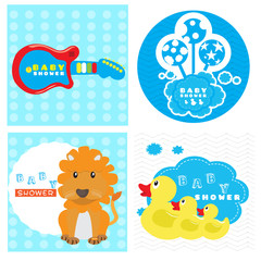 Set of baby shower cards, Vector illustration