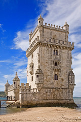 Fototapeta na wymiar Belem Tower on the Tagus river near Lisbon, Portugal.