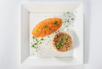Cutlet of turkey meat with buckwheat cereal
