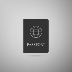 Passport flat icon on grey background. Vector Illustration