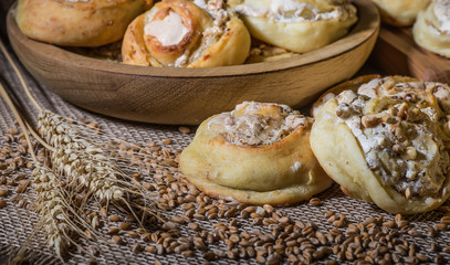 freshly baked   cookies on rustic wooden table