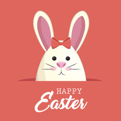 cute rabbit happy easter vector illustration design