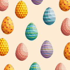 eggs painted easter celebration vector illustration design