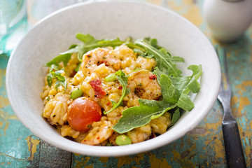 King prawn risotto with cherry tomatoes