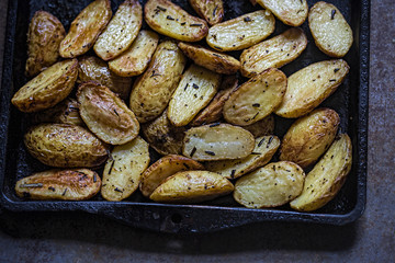 Roasted baby potato wedges with rosemary