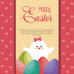 Chick coming out of the egg easter card vector illustration design