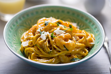Seafood pasta with prawns