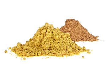 Pile of spices on a white background