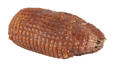 smoked ham on white background