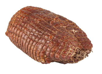 smoked ham on white background