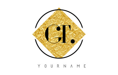 GT Letter Logo with Golden Foil Texture.