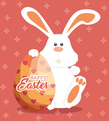 cute rabbit happy easter vector illustration design