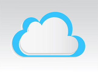 Cloud white blue vector with shadow isolated on the light grey background.Eps 10.