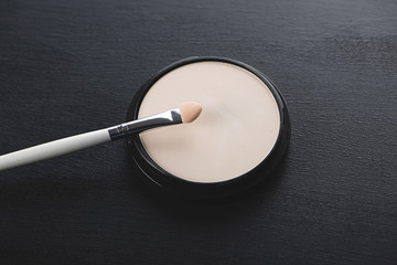 Make-up for eyes on black background.