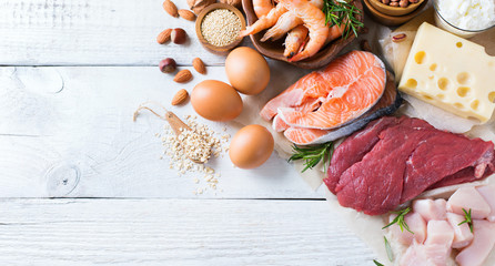 Assortment of healthy protein source and body building food