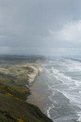 Overcast view looking south along Oregon Coast.