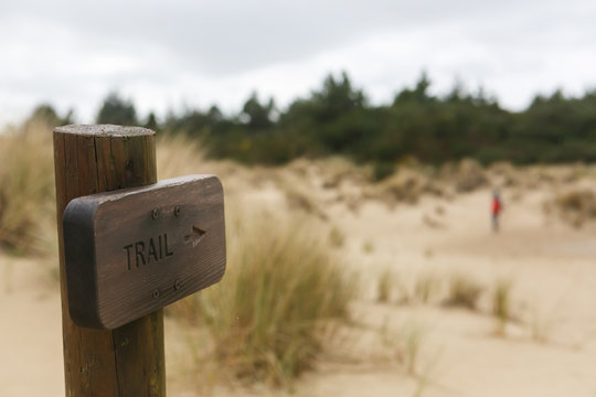 Trail Head Sign Near Sand Dunes.