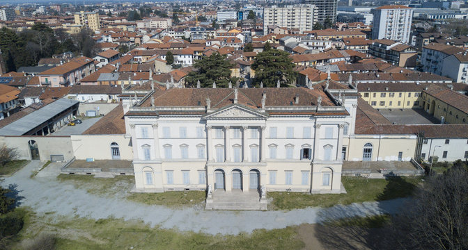 Villa Cusani Tittoni Traversi, vista panoramica, vista aerea, Desio, Monza e Brianza, Milano, Italia