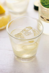 Obraz na płótnie Canvas Bison grass vodka lemon drink