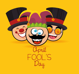 april fools day celebration card vector illustration design