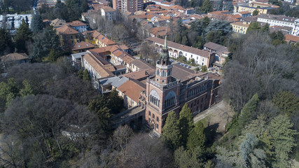 Torre neogotica di Desio, ex convento francescano, vista panoramica, vista aerea, Desio, Monza e...