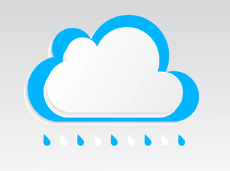 Rainy cloud white blue vector with shadow isolated on the light grey background.Eps 10.