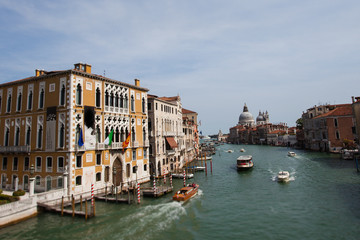 Tilt-shift landscape of Canal Grande and Salute, Venice