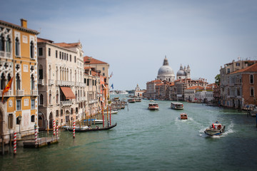 Obraz na płótnie Canvas Tilt-shift landscape of Canal Grande and Salute, Venice
