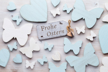Fototapeta premium Easter decorations on a beautiful background. Greeting Card.