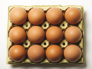 Close-up of eggcup on white background. Isolated. Horizontal shoot.