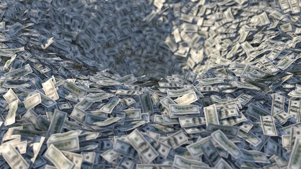 Money flows into a funnel