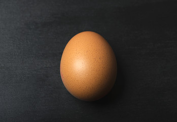 Brown egg on black background.