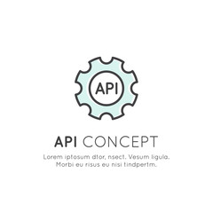 Vector Icon Style Illustration Logo of API Application Programming Interface, Cloud Data, Web and Mobile App Development, Coding, Sync and Update